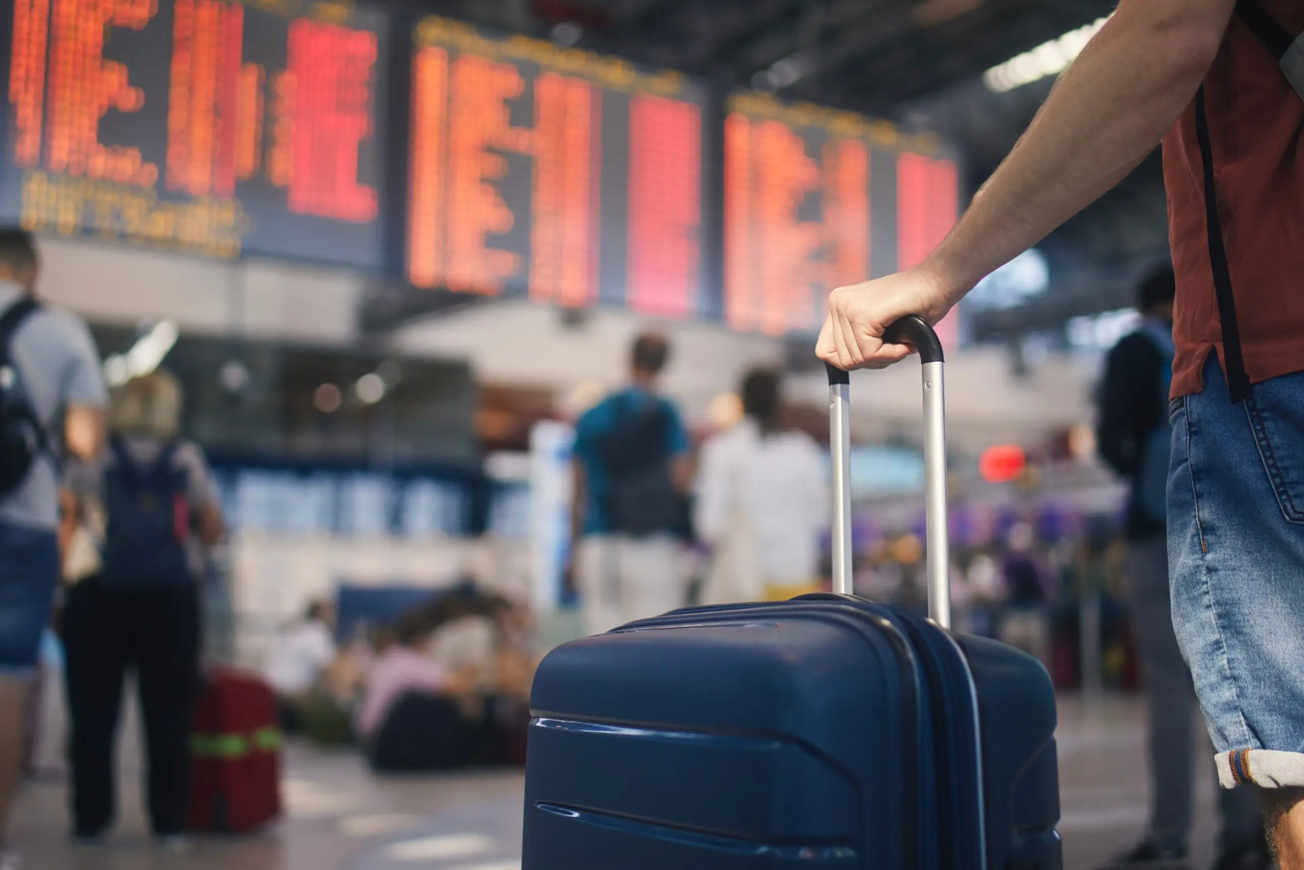 Man waiting in airport terminal